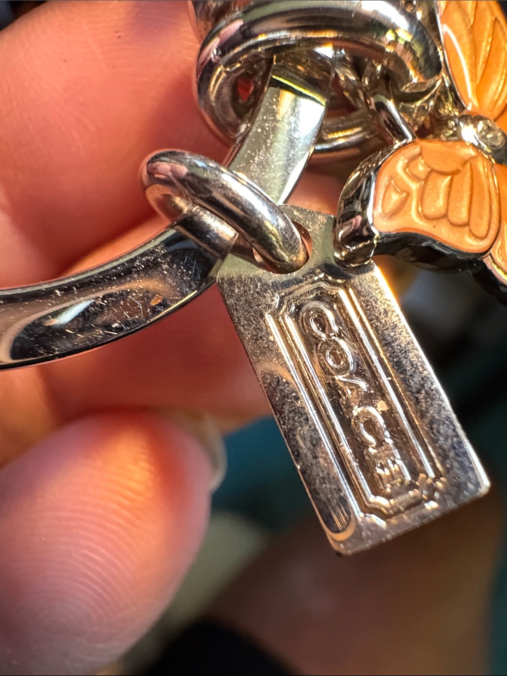 Coach Butterfly Charm Keyring - Pink, Peach & Gold - Picture 4 of 4